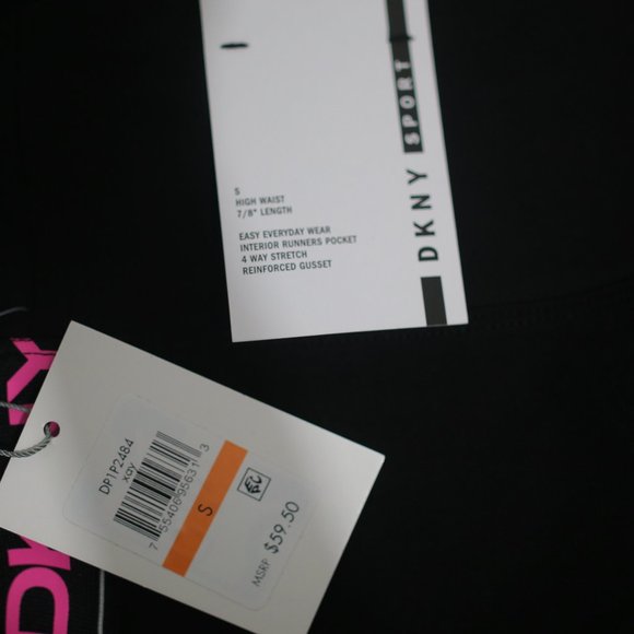 NWT DKNY High-Waist Logo Striped Leggings. - Picture 3 of 10